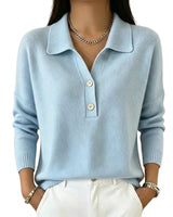 Pullover in maglia con colletto e abbottonatura da donna 1