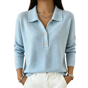 Pullover in maglia con colletto e abbottonatura da donna 1