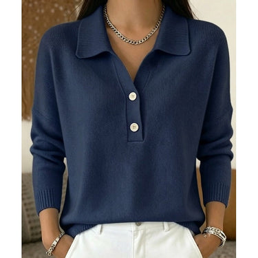 Pullover in maglia con colletto e abbottonatura da donna 5