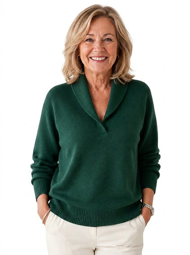 Pullover in maglia da donna con collo a scialle 1