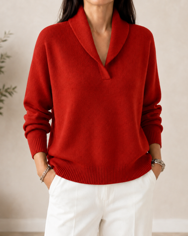 Pullover in maglia da donna con collo a scialle 10