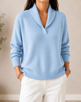 Pullover in maglia da donna con collo a scialle 11