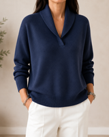 Pullover in maglia da donna con collo a scialle 7