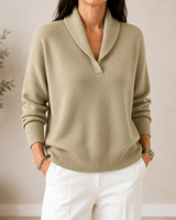 Pullover in maglia da donna con collo a scialle 9