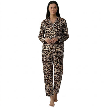 Set Pigiama da Donna con Bottoni e Stampa Leopardata 1