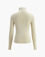 Top a maniche lunghe a coste con collo alto da donna 9