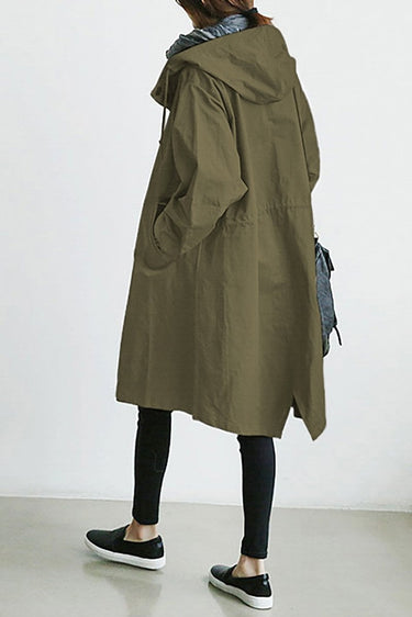 Trench coat da donna con cappuccio e chiusura a bottoni 3