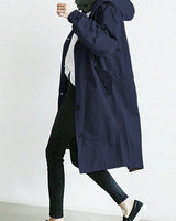 Trench coat da donna con cappuccio e chiusura a bottoni 4