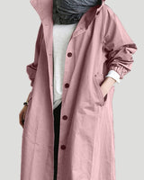 Trench coat da donna con cappuccio e chiusura a bottoni 8