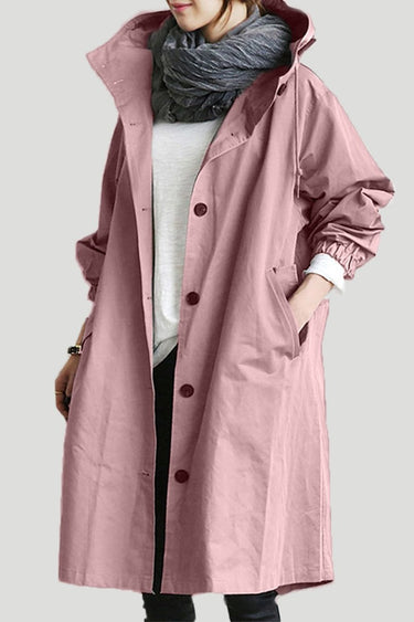 Trench coat da donna con cappuccio e chiusura a bottoni 8