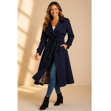 Trench coat da donna con cintura e colletto a revers 3