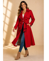 Trench coat da donna con cintura e colletto a revers 6