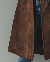 Trench coat da donna in camoscio con chiusura a bottoni 5