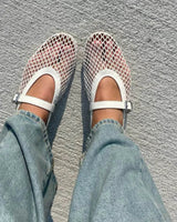 Ballerine Mary Jane in rete da donna con fibbia 10