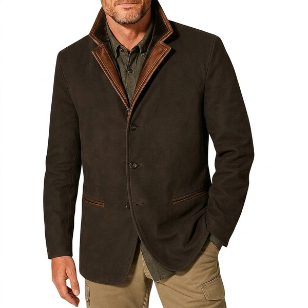 Blazer da campo da uomo con colletto a contrasto 1