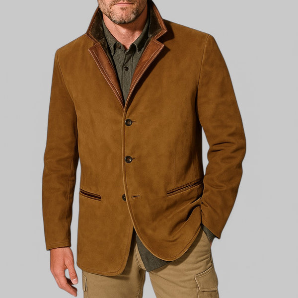 Blazer da campo da uomo con colletto a contrasto 2
