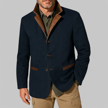 Blazer da campo da uomo con colletto a contrasto 3