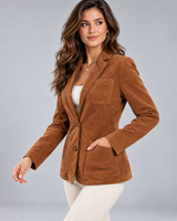 Blazer da donna in camoscio con tasche applicate 3