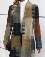 Blazer lungo da donna a quadri patchwork 2