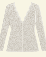 Body a maniche lunghe in pizzo da donna con scollo a V smerlato 5