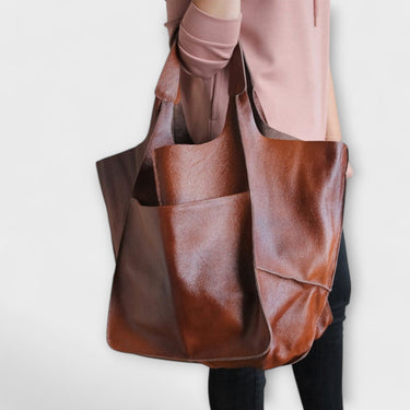 Borsa Tote Oversize da Donna con Tasca Frontale Applicata 12
