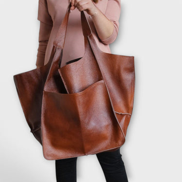 Borsa Tote Oversize da Donna con Tasca Frontale Applicata 18