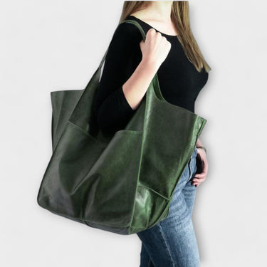 Borsa Tote Oversize da Donna con Tasca Frontale Applicata 8