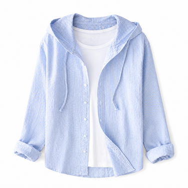 Camicia a righe con cappuccio da donna 1
