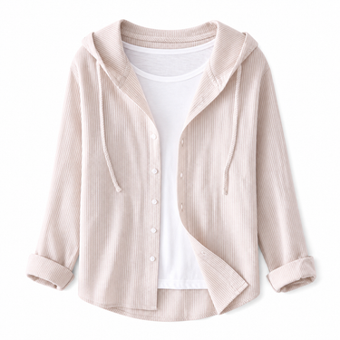 Camicia a righe con cappuccio da donna 2