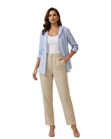 Camicia a righe con cappuccio da donna 7