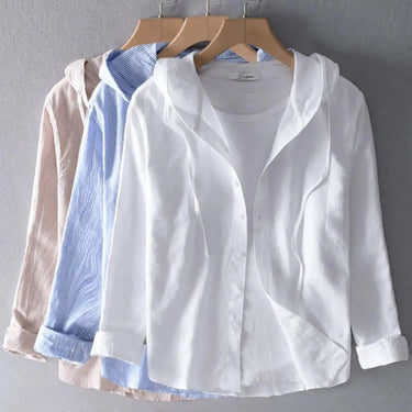 Camicia a righe con cappuccio da donna 8