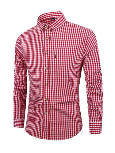 Camicia da uomo a maniche lunghe con bottoni e motivo gingham 2