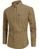 Camicia da uomo a maniche lunghe con bottoni e motivo gingham 5