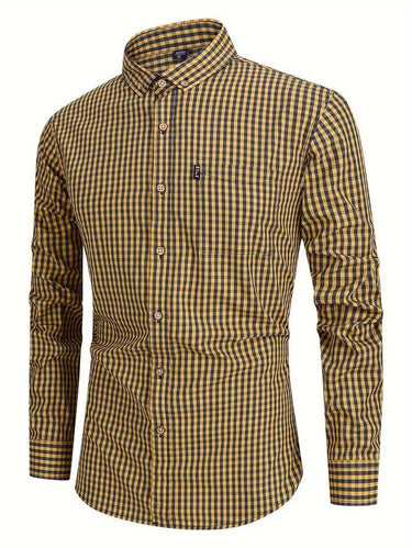 Camicia da uomo a maniche lunghe con bottoni e motivo gingham 5