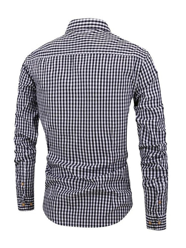 Camicia da uomo a maniche lunghe con bottoni e motivo gingham 6