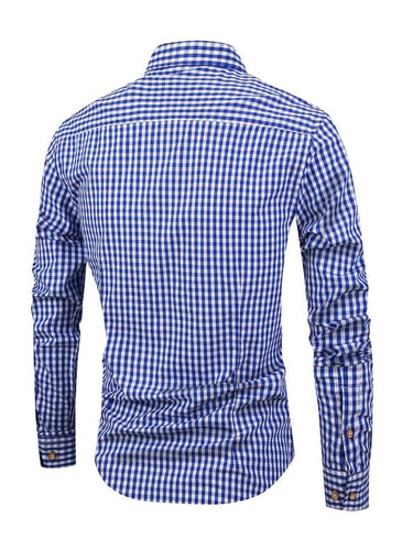 Camicia da uomo a maniche lunghe con bottoni e motivo gingham 8