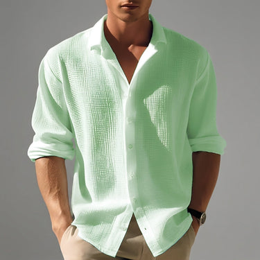 Camicia da uomo a maniche lunghe con bottoni e trama testurizzata 3