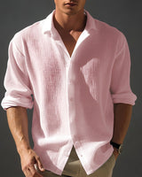 Camicia da uomo a maniche lunghe con bottoni e trama testurizzata 4