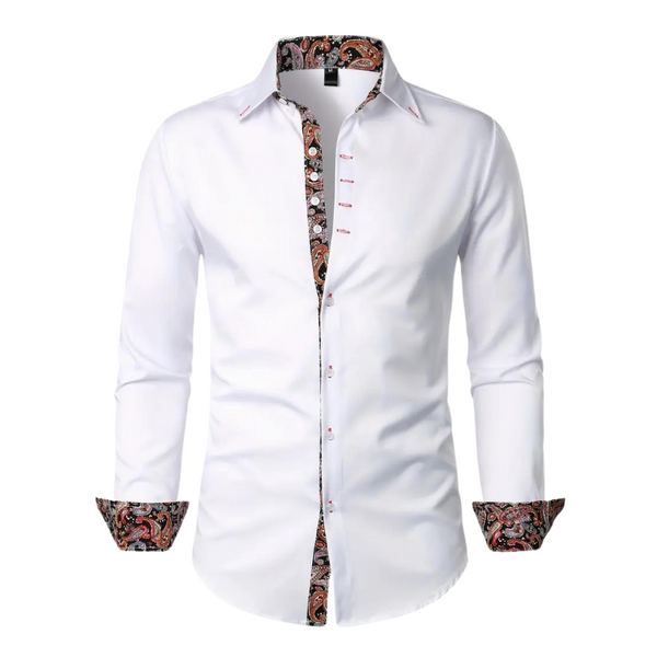 Camicia da uomo a maniche lunghe con dettagli a fantasia paisley 1