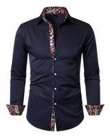 Camicia da uomo a maniche lunghe con dettagli a fantasia paisley 2