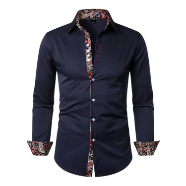 Camicia da uomo a maniche lunghe con dettagli a fantasia paisley 2