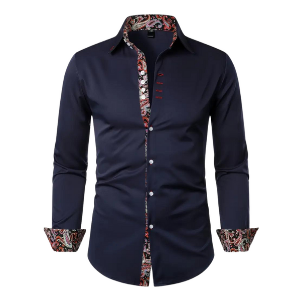 Camicia da uomo a maniche lunghe con dettagli a fantasia paisley 2