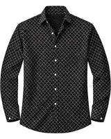 Camicia da uomo a maniche lunghe con motivo geometrico 1