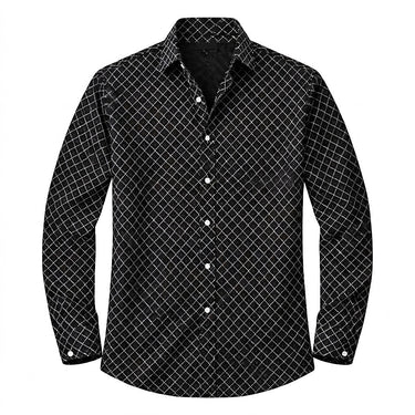 Camicia da uomo a maniche lunghe con motivo geometrico 1