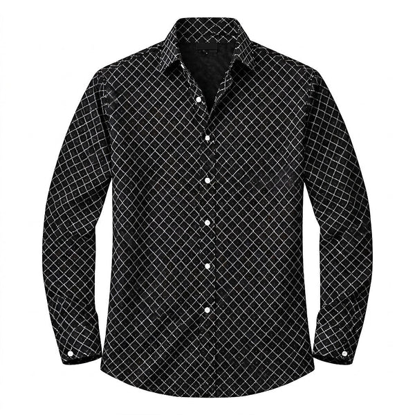 Camicia da uomo a maniche lunghe con motivo geometrico 1