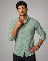 Camicia da uomo a maniche lunghe con motivo geometrico 4