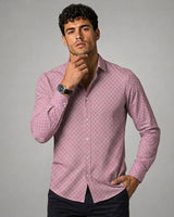 Camicia da uomo a maniche lunghe con motivo geometrico 5