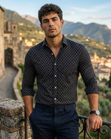 Camicia da uomo a maniche lunghe con motivo geometrico 7