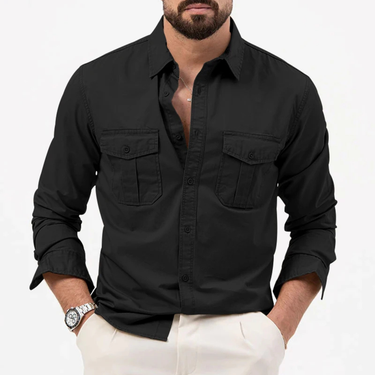 Camicia da uomo a maniche lunghe con tasche a patta 12