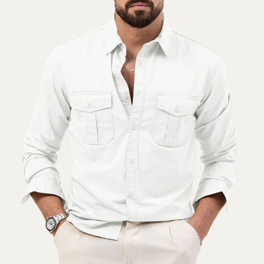 Camicia da uomo a maniche lunghe con tasche a patta 2
